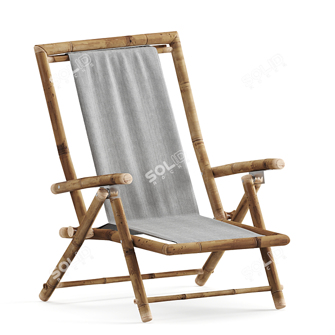 Bamboo Deck Chair: Outdoor Comfort & Style 3D model image 1