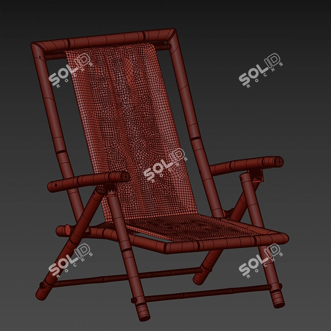 Bamboo Deck Chair: Outdoor Comfort & Style 3D model image 2