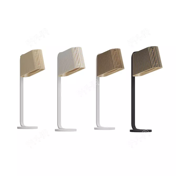 Sleek Birch Slats Table Lamp 3D model image 1
