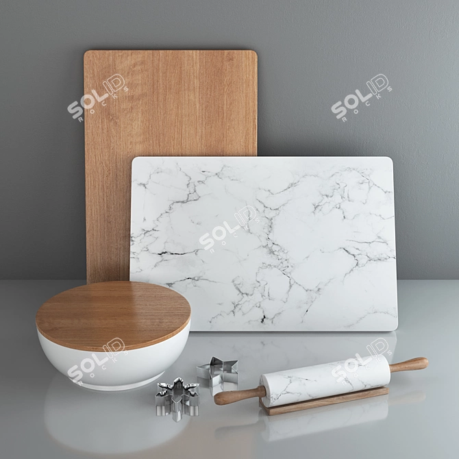 Elegant Tableware Set 3D model image 1