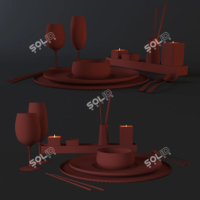 Elegant Dining Table Set 3D model image 3