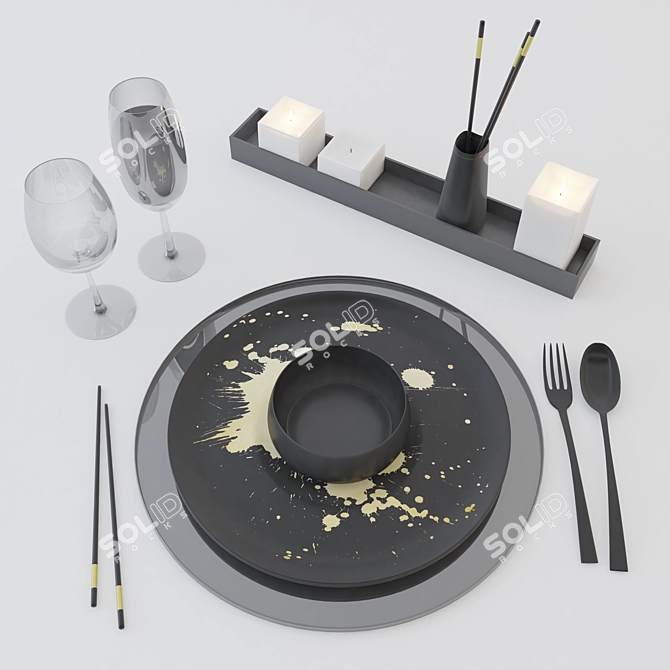 Elegant Dining Table Set 3D model image 5