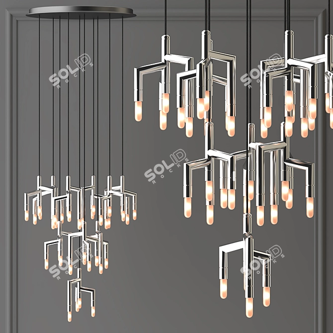 Elegant Rameau Circular Chandelier 3D model image 1