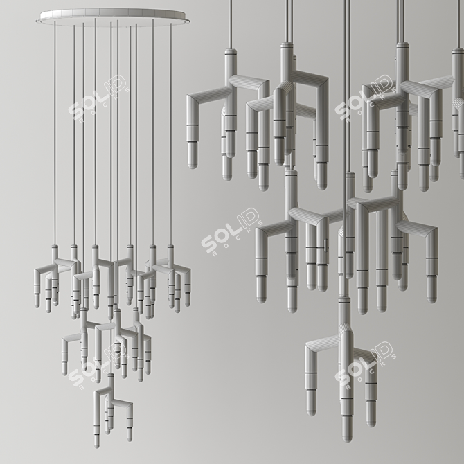 Elegant Rameau Circular Chandelier 3D model image 2