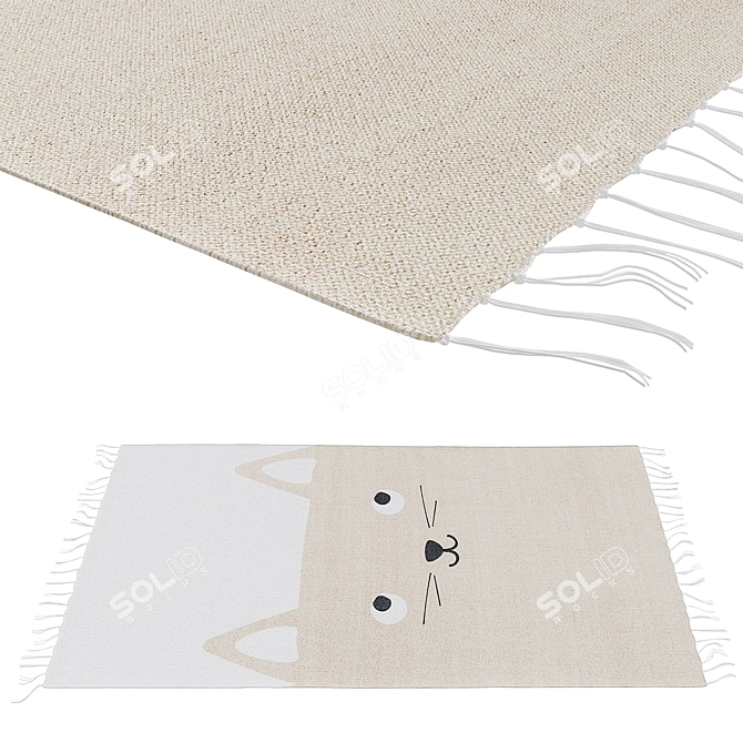 H&M Cozy Cotton Cat Rug 3D model image 2