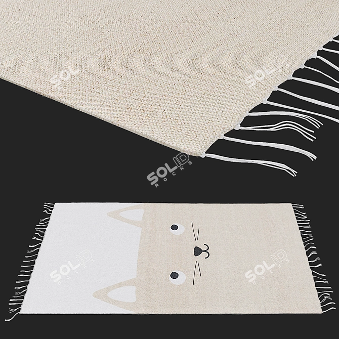 H&M Cozy Cotton Cat Rug 3D model image 4