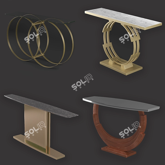 Modern Gold & Bronze Console Tables 3D model image 1