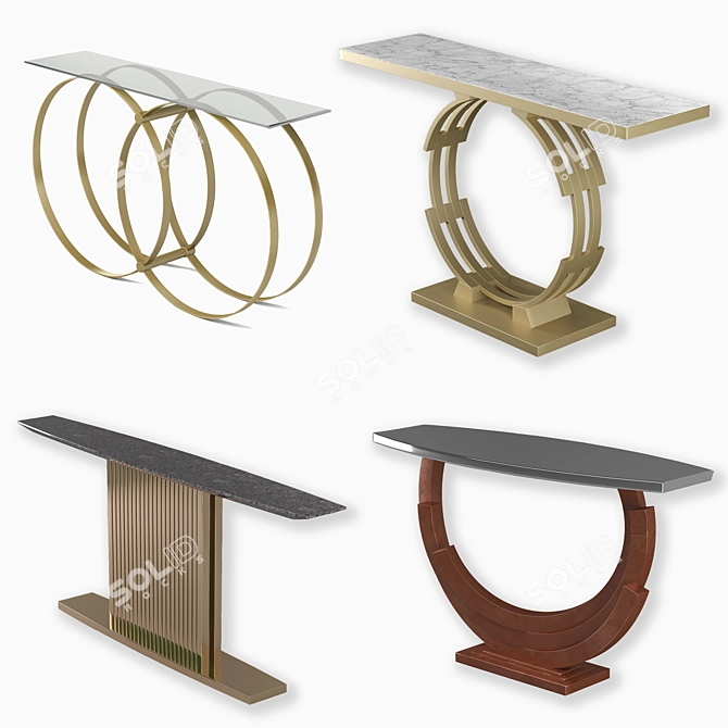 Modern Gold & Bronze Console Tables 3D model image 6