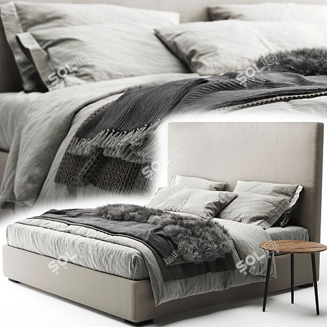 Luxurious Meridiani Bardo Bed 3D model image 2