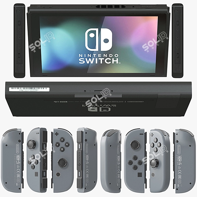 Nintendo Switch: Gray Joy Con - Portable Gaming Console 3D model image 2