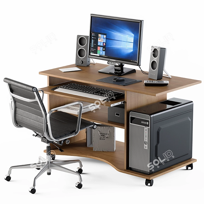 Modern Home Office Desk Set 3D model image 1