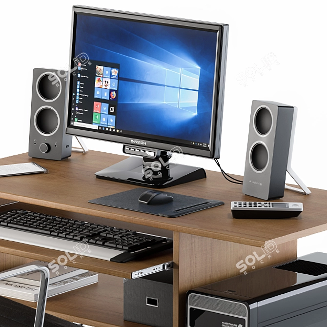 Modern Home Office Desk Set 3D model image 2