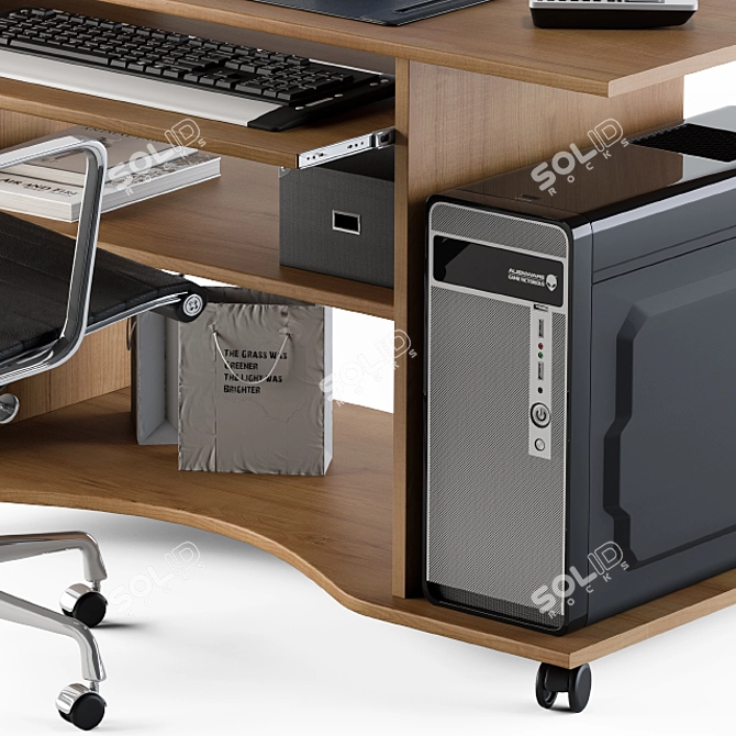 Modern Home Office Desk Set 3D model image 3