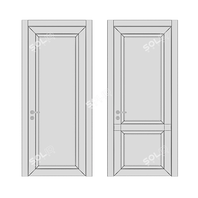Elegant Neo Classic Door Set. 3D model image 4