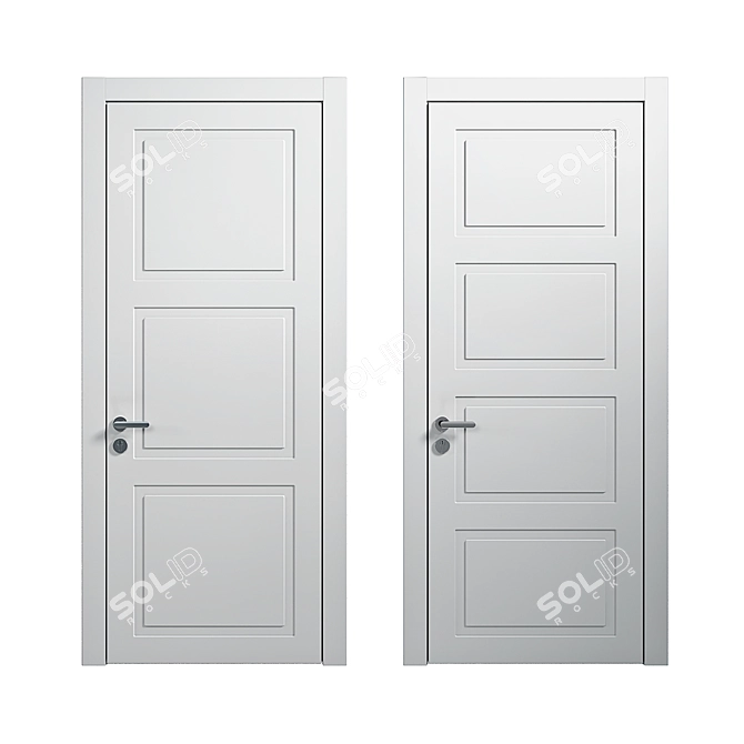 Elegant Neo Classic Door Set 3D model image 1