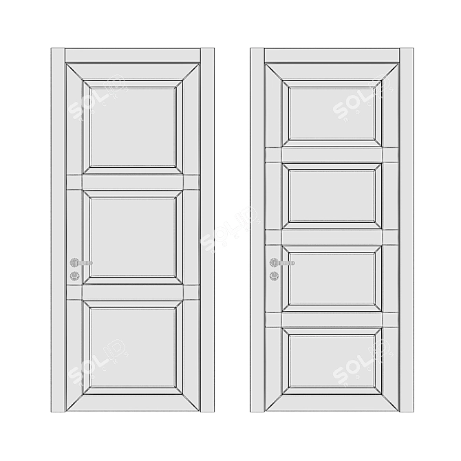 Elegant Neo Classic Door Set 3D model image 4