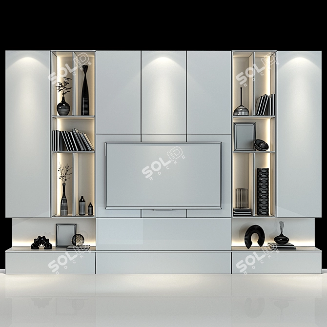 Sleek TV Shelf 0124 3D model image 2