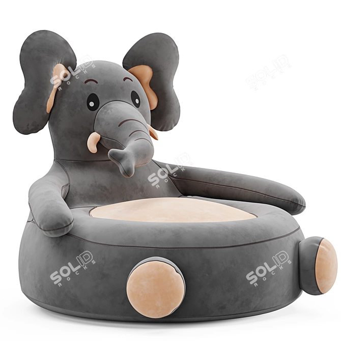 Playful Elephant Kids Chair 3D model image 3