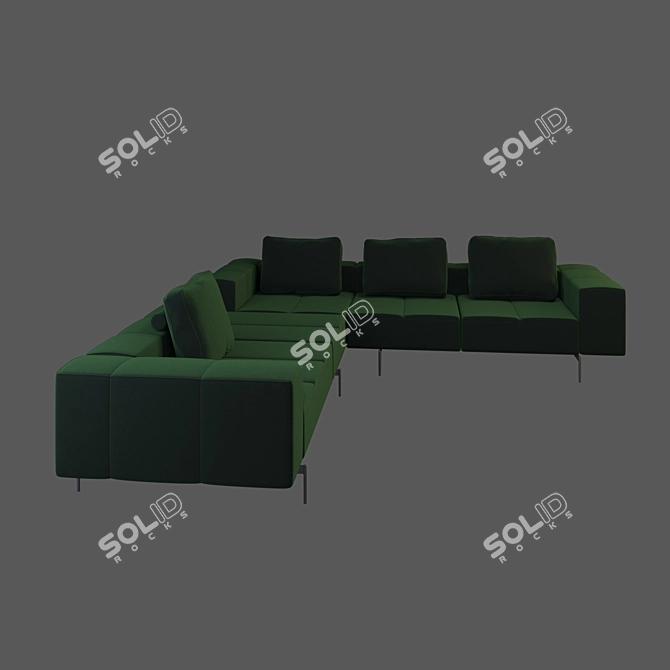 Amsterdam Green Velvet Sofa 3D model image 2