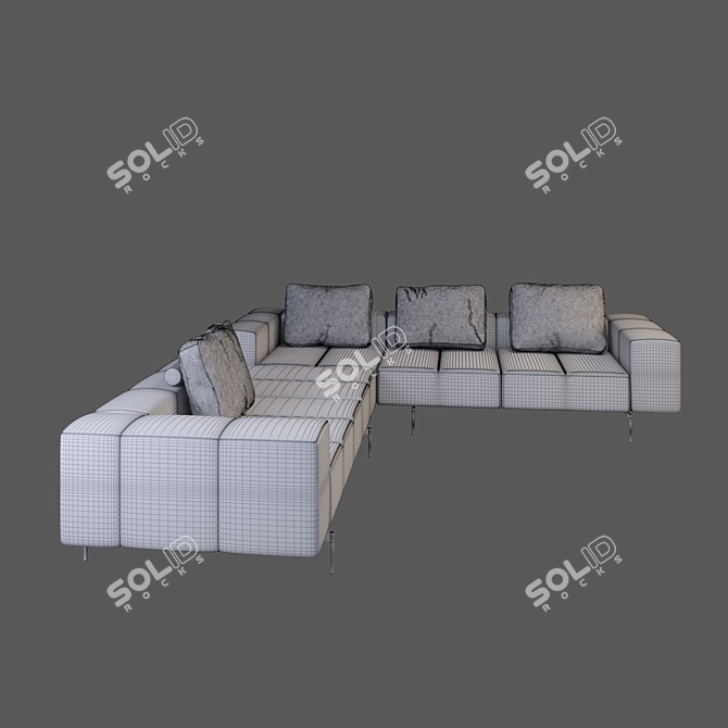 Amsterdam Green Velvet Sofa 3D model image 3