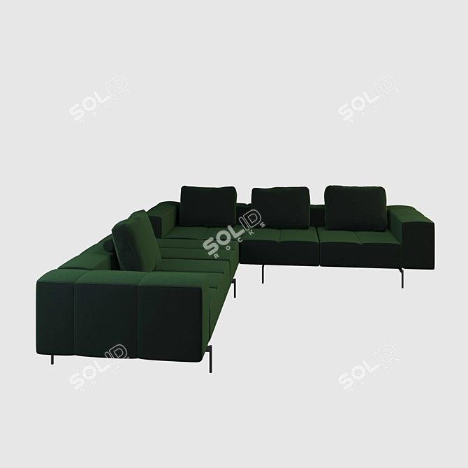 Amsterdam Green Velvet Sofa 3D model image 6