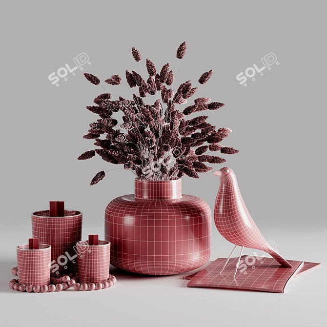 Elegant Pampas Decor Set 3D model image 5