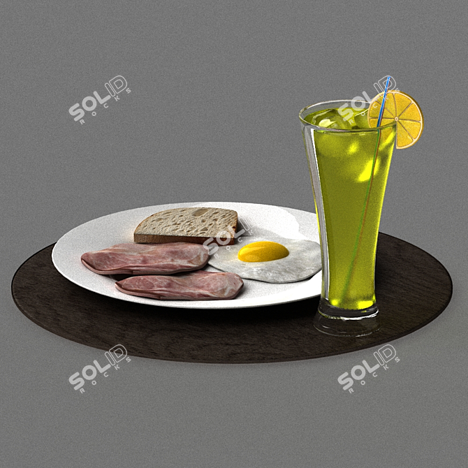 Breakfast Egg & Juice Combo 3D model image 2