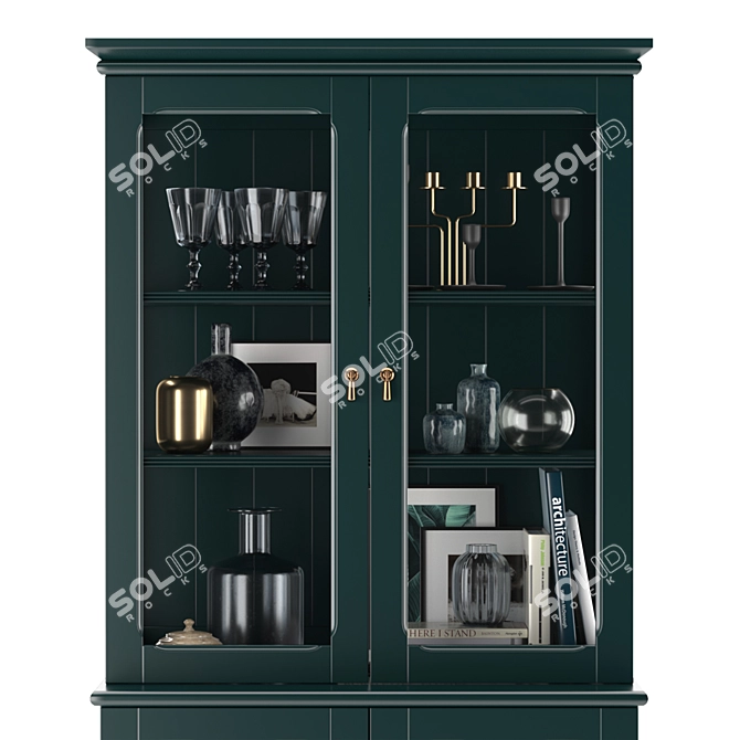 Elegant Lommarp Glass Door Cabinet 3D model image 3