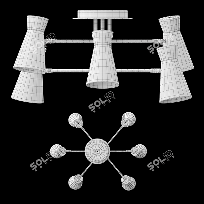 KERTY 6: Stylish Metal Shade Chandelier 3D model image 3