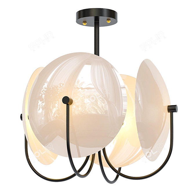 Reflex-B: Elegant Metal and Glass Pendant Light 3D model image 1