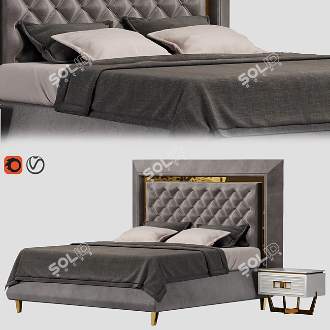 Modern 3D Bed Model 3D model image 1