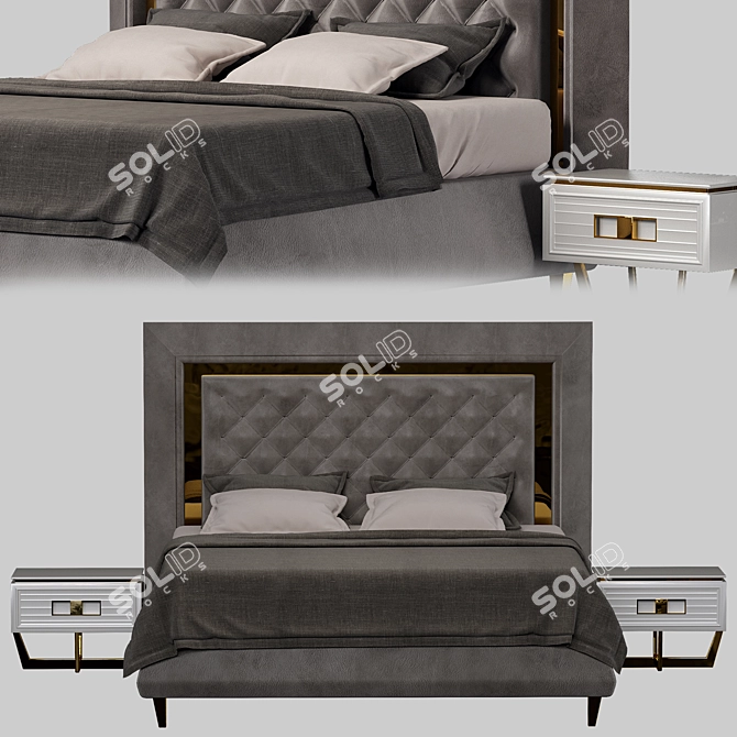 Modern 3D Bed Model 3D model image 2