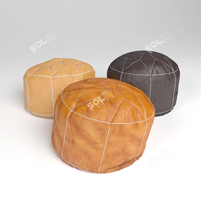 Versatile Round Leather Pouf 3D model image 1