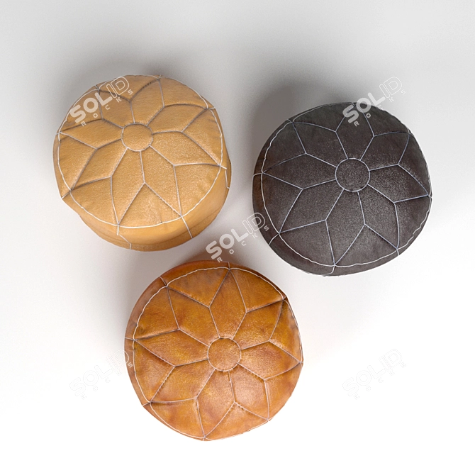 Versatile Round Leather Pouf 3D model image 2