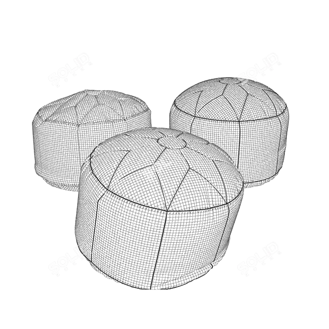 Versatile Round Leather Pouf 3D model image 3