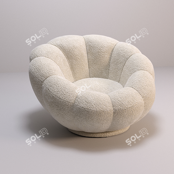 Cozy White Sherpa Swivel Chair 3D model image 1