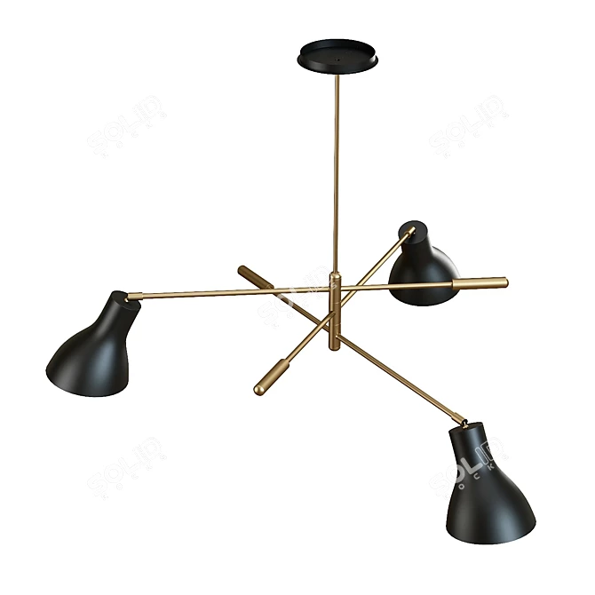 Elegant Kace Chandelier: 3 Arms 3D model image 4