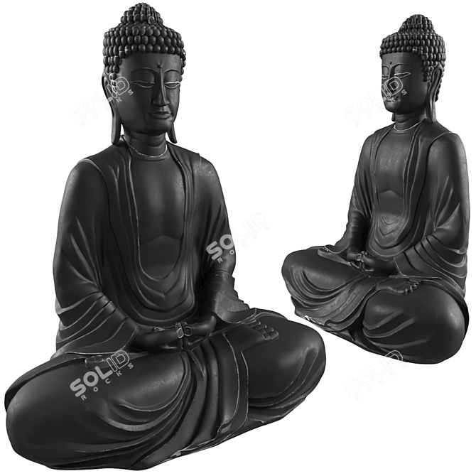 Zen Sitting Buddha Statue 3D model image 1