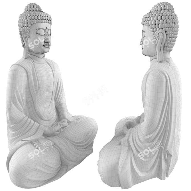 Zen Sitting Buddha Statue 3D model image 3