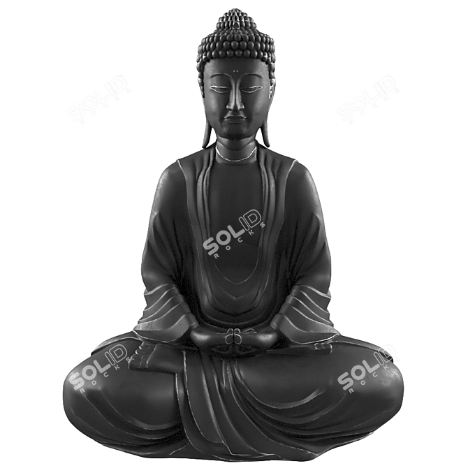 Zen Sitting Buddha Statue 3D model image 5