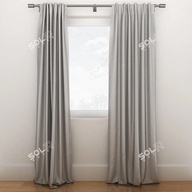 Luxurious Cotton Velvet Curtain 3D model image 1