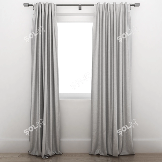 Luxurious Cotton Velvet Curtain 3D model image 3