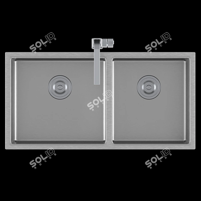 Sleek Stainless Steel Top Mount Sink 3D model image 6