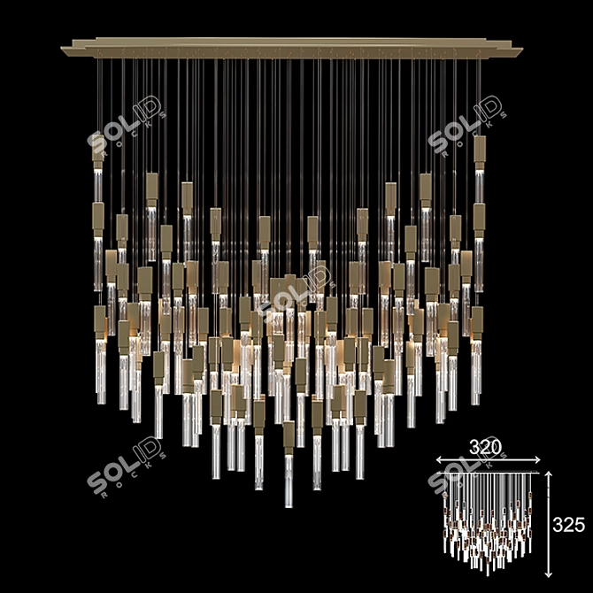 Elegant Glass Metal Chandelier 3D model image 1