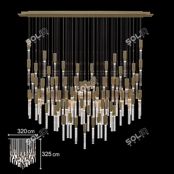 Elegant Glass Metal Chandelier 3D model image 3