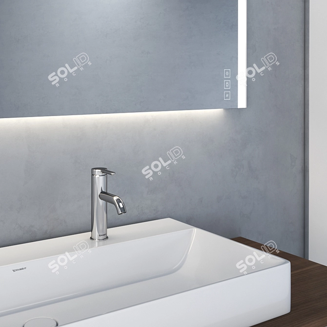 Duravit XSquare Collection: High Cabinet, Wall-Mounted Vanity, LED Mirror, Basin & Mixer 3D model image 5