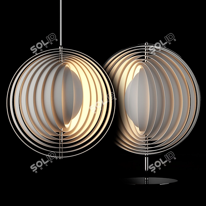 Vintage Moon Lamp by Verner Panton 3D model image 1