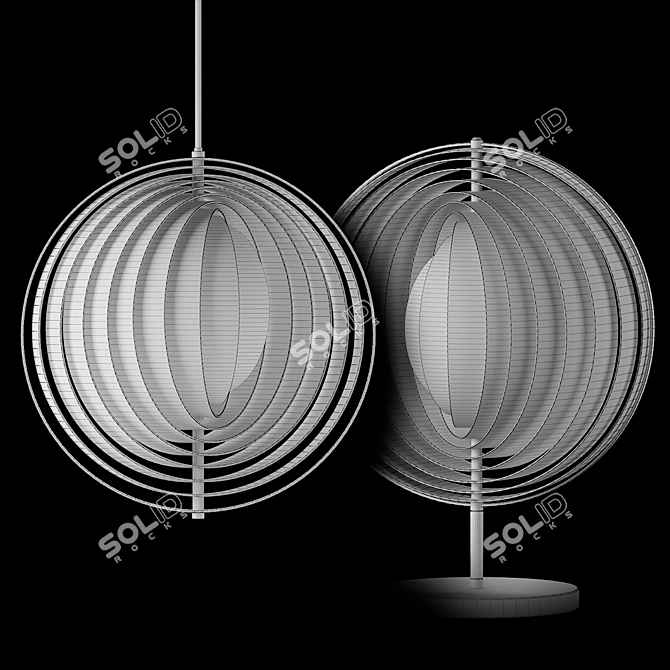 Vintage Moon Lamp by Verner Panton 3D model image 2