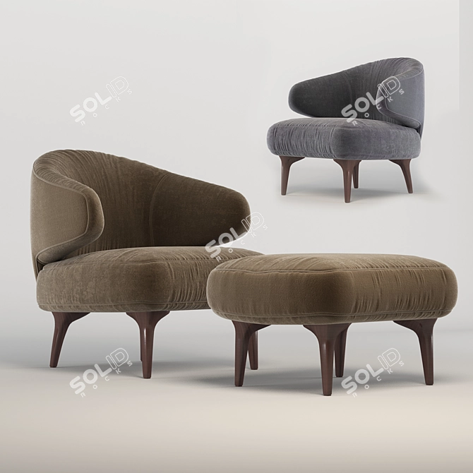 Minotti Aston Armchair: Style Meets Comfort 3D model image 1