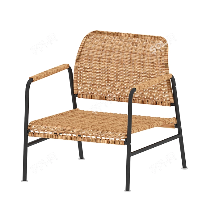 Title: Anthracite Rattan Armchair - ULRIKSBERG by IKEA 3D model image 5